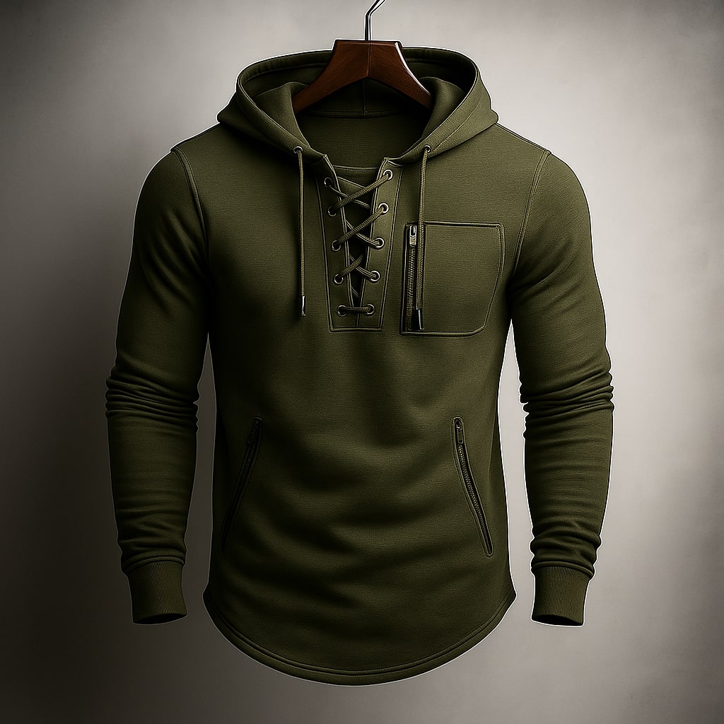 Kieran | Men's Stylish Lace-Up Knit Hoodie for Winter