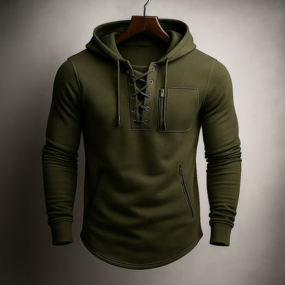 Kieran | Men's Stylish Lace-Up Knit Hoodie for Winter