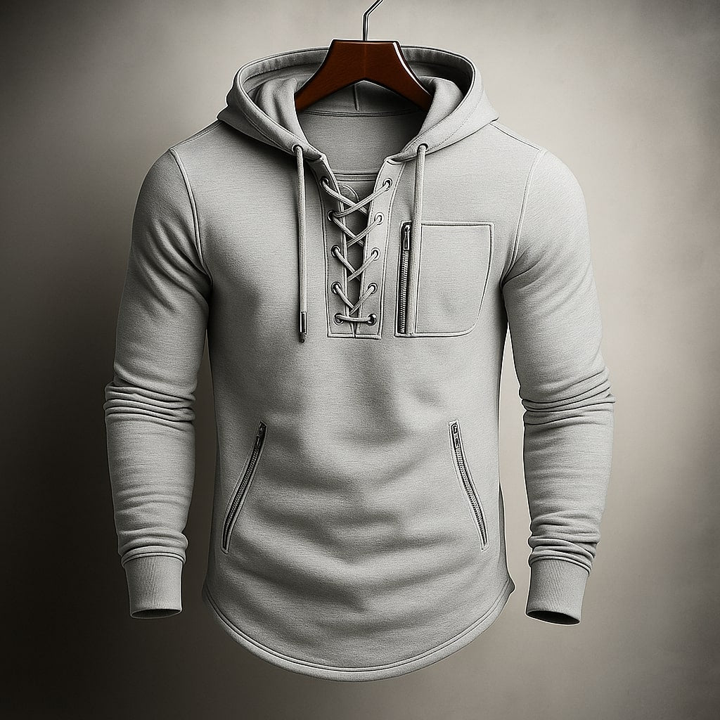 Kieran | Men's Stylish Lace-Up Knit Hoodie for Winter