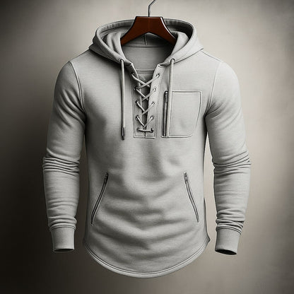 Kieran | Men's Stylish Lace-Up Knit Hoodie for Winter