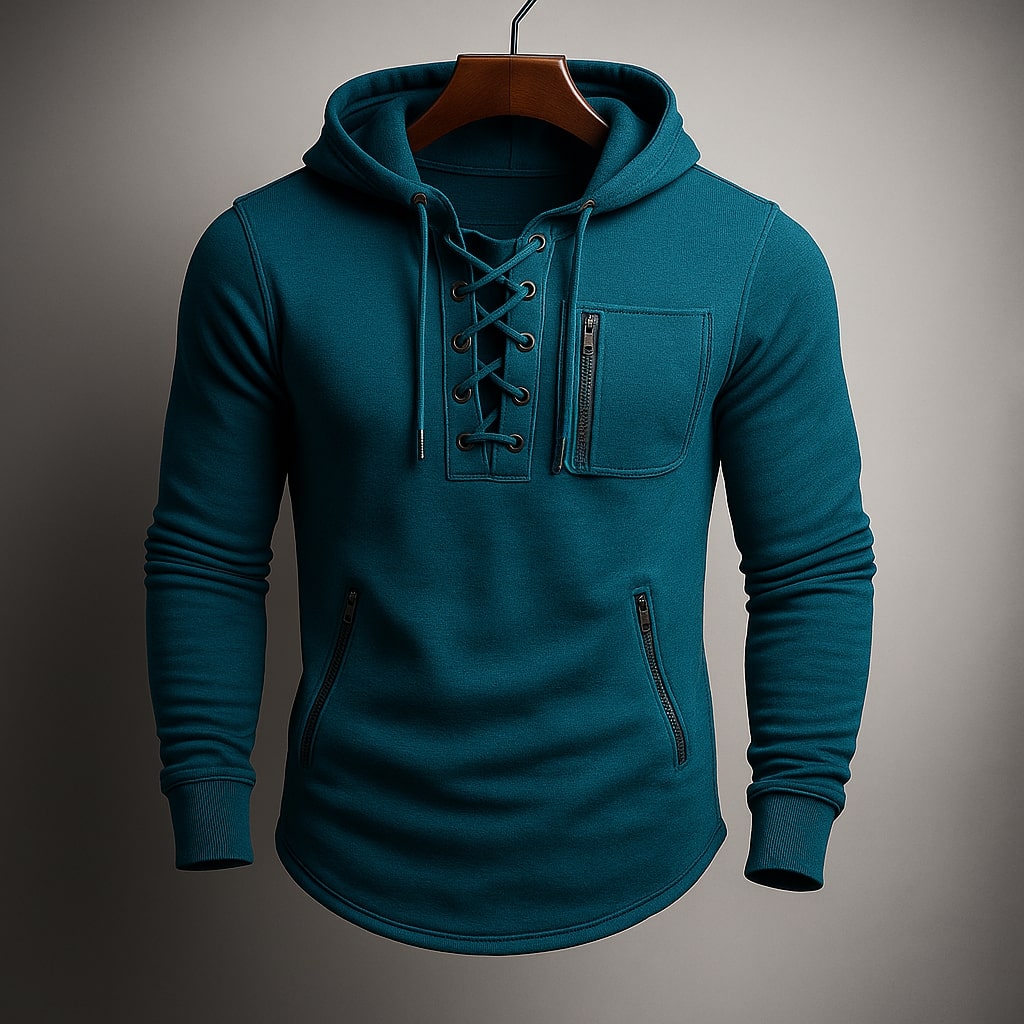 Kieran | Men's Stylish Lace-Up Knit Hoodie for Winter