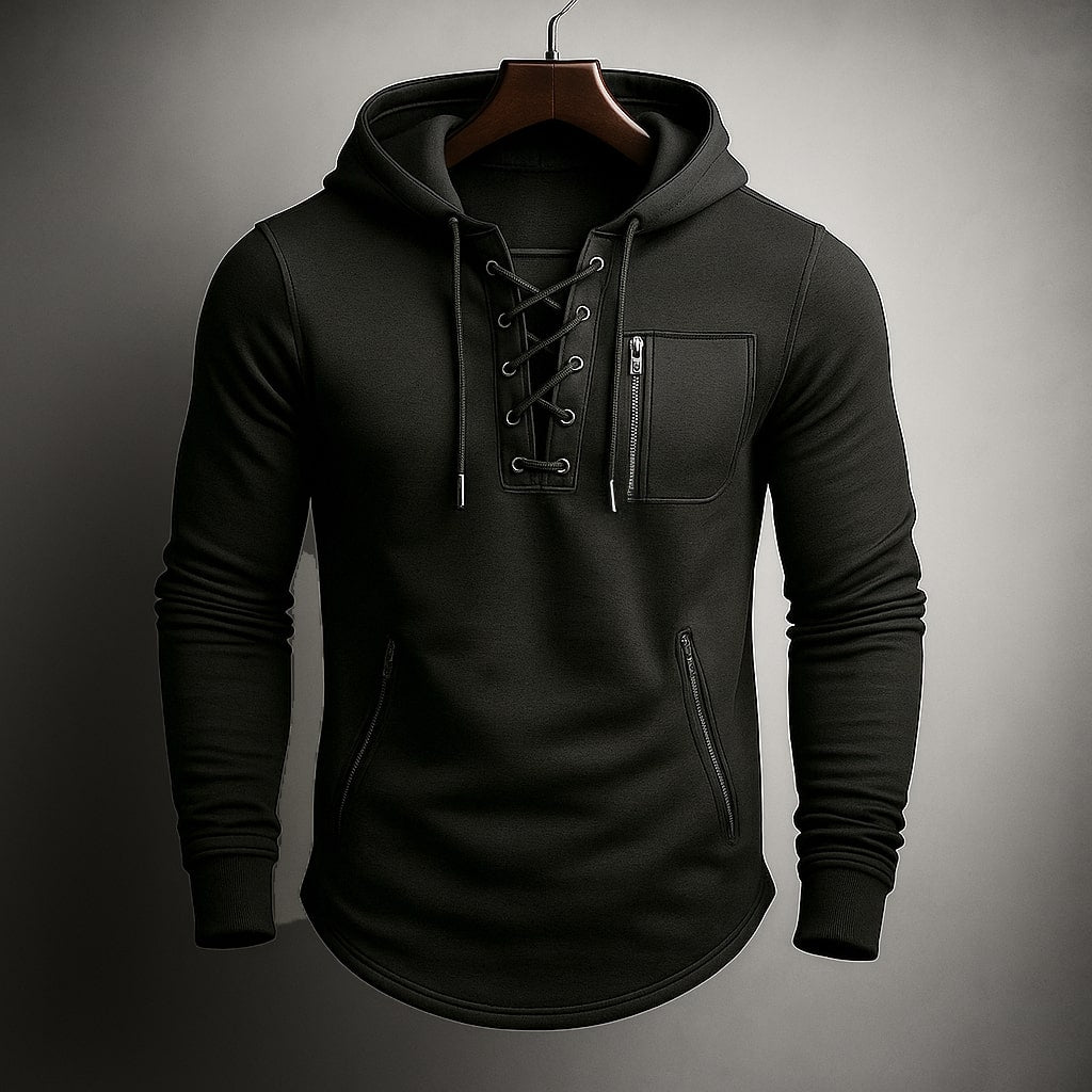 Kieran | Men's Stylish Lace-Up Knit Hoodie for Winter