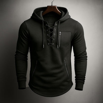 Kieran | Men's Stylish Lace-Up Knit Hoodie for Winter