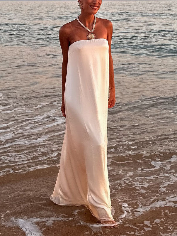 Elegant Satin Maxi Evening Gown Dress