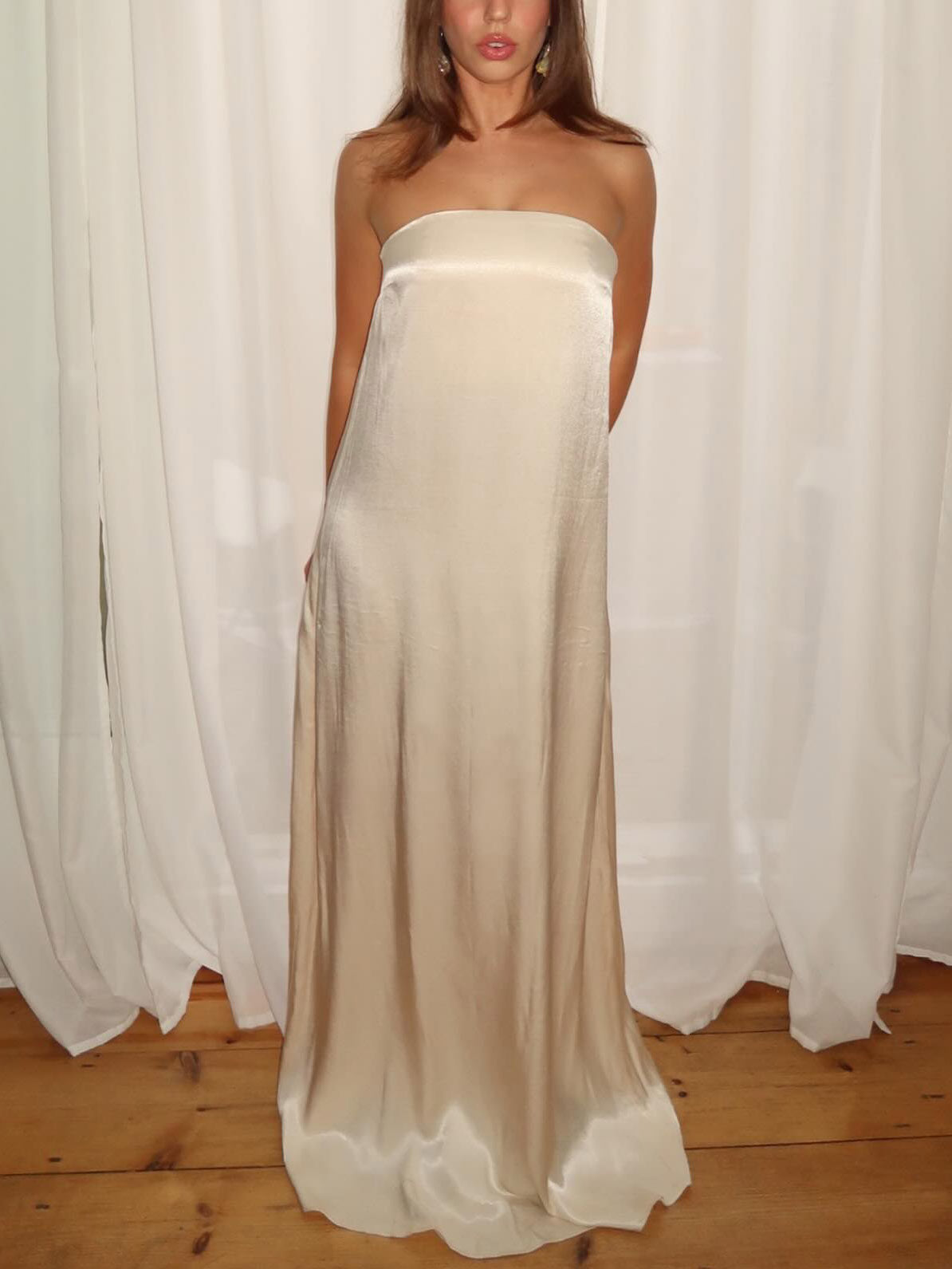 Elegant Satin Maxi Evening Gown Dress