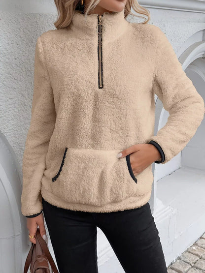 Helen | Women's Cosy Teddy Fleece Half-Zip Pullover Jumper for Winter