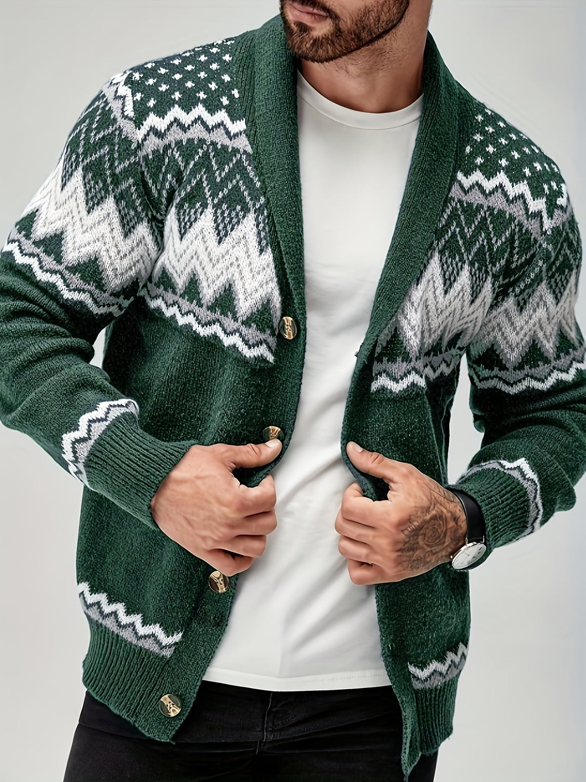 Matthew | Men's Stylish Geometric Pattern Cardigan for Winter