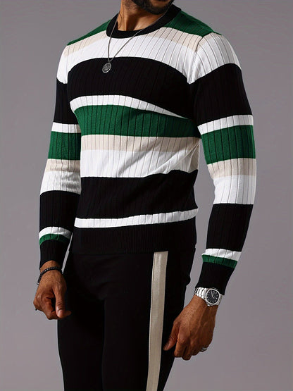 Charlie | Men's Stylish Colourblock Rib-Knit Jumper for Winter