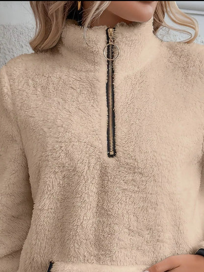 Helen | Women's Cosy Teddy Fleece Half-Zip Pullover Jumper for Winter