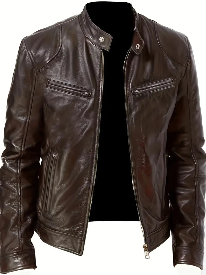 Clarence | Men's Slim-Fit Faux Leather Racer Jacket