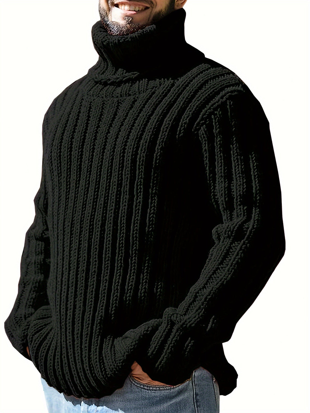 Aaron | Men's Textured High-Neck Jumper for Winter