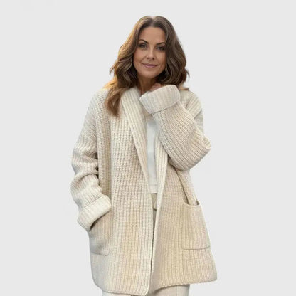 Ianthe | Women's Cosy Waffle-Knit Cardigan with Notched Lapels for Winter