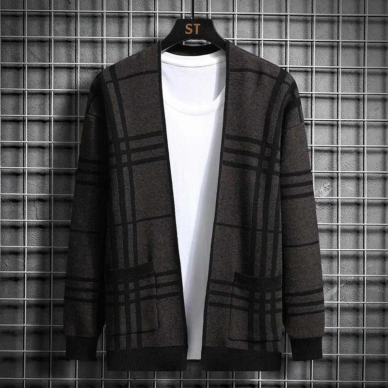 Ross | Men's Stylish Checkered Knit Cardigan for Winter