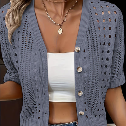 Elena | Textured Hollow-Knit Cardigan for Winter