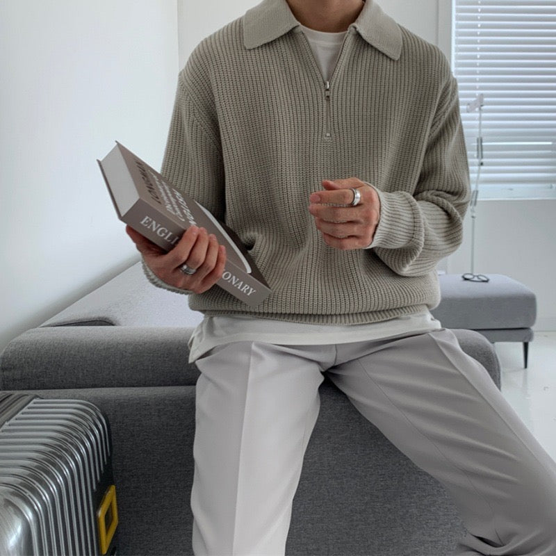 Albie | Men's Textured Zip-Up Jumper for Winter