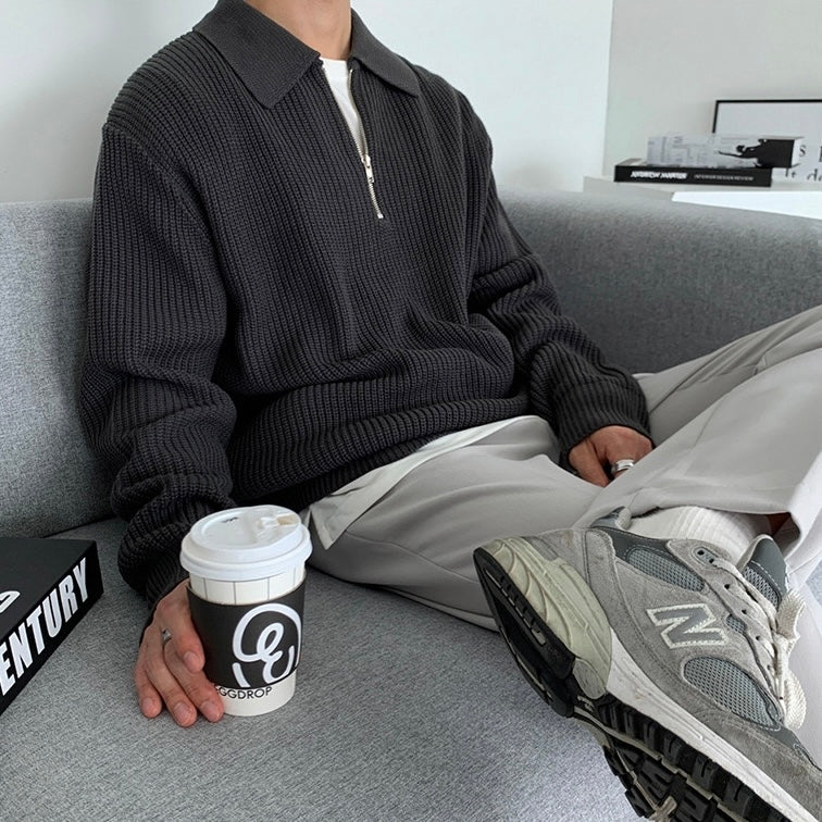 Albie | Men's Textured Zip-Up Jumper for Winter