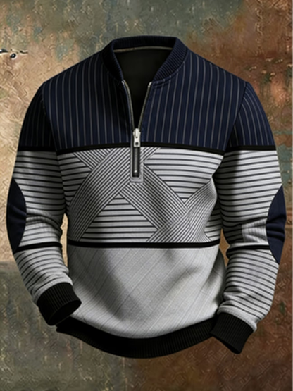 Max | Men's Stylish Geometric Half-Zip Knit Jumper for Winter