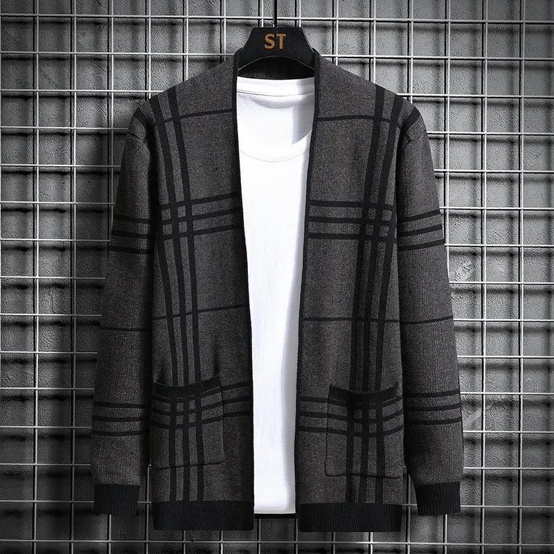 Ross | Men's Stylish Checkered Knit Cardigan for Winter