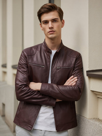 Freddie | Men's Stand Collar PU Leather Jacket
