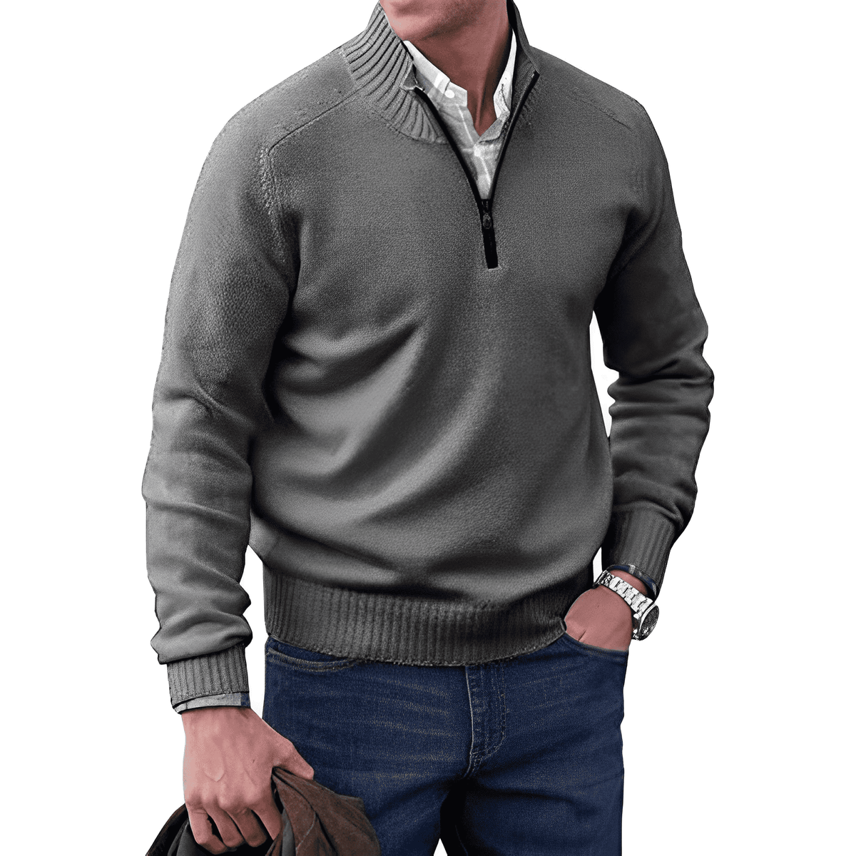 Oliver | Men's Zippered Knit Pullover Jumper for Winter