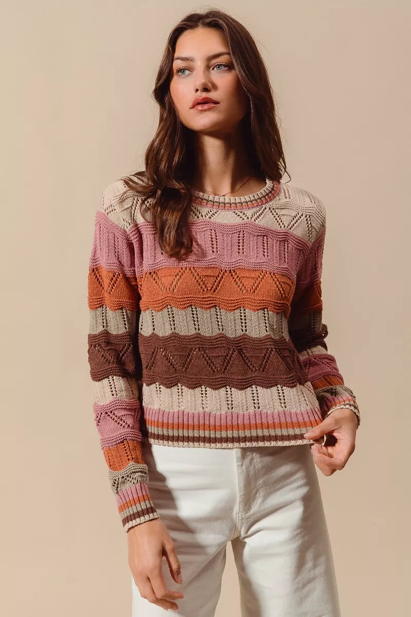 Jamie | Women's Cosy Striped Longline Knit Jumper for Winter