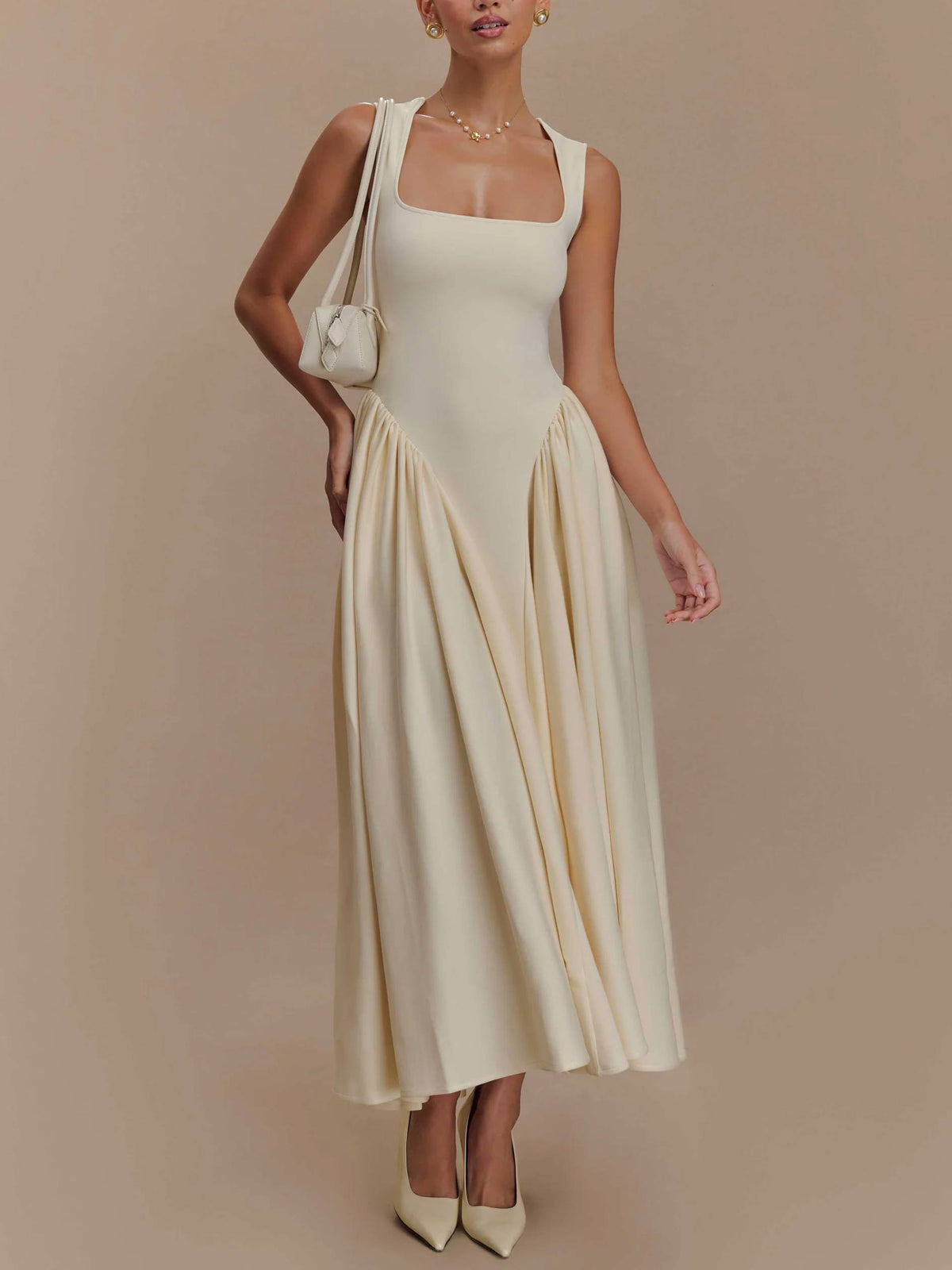 Minimalist Retro Square-Neck Dress