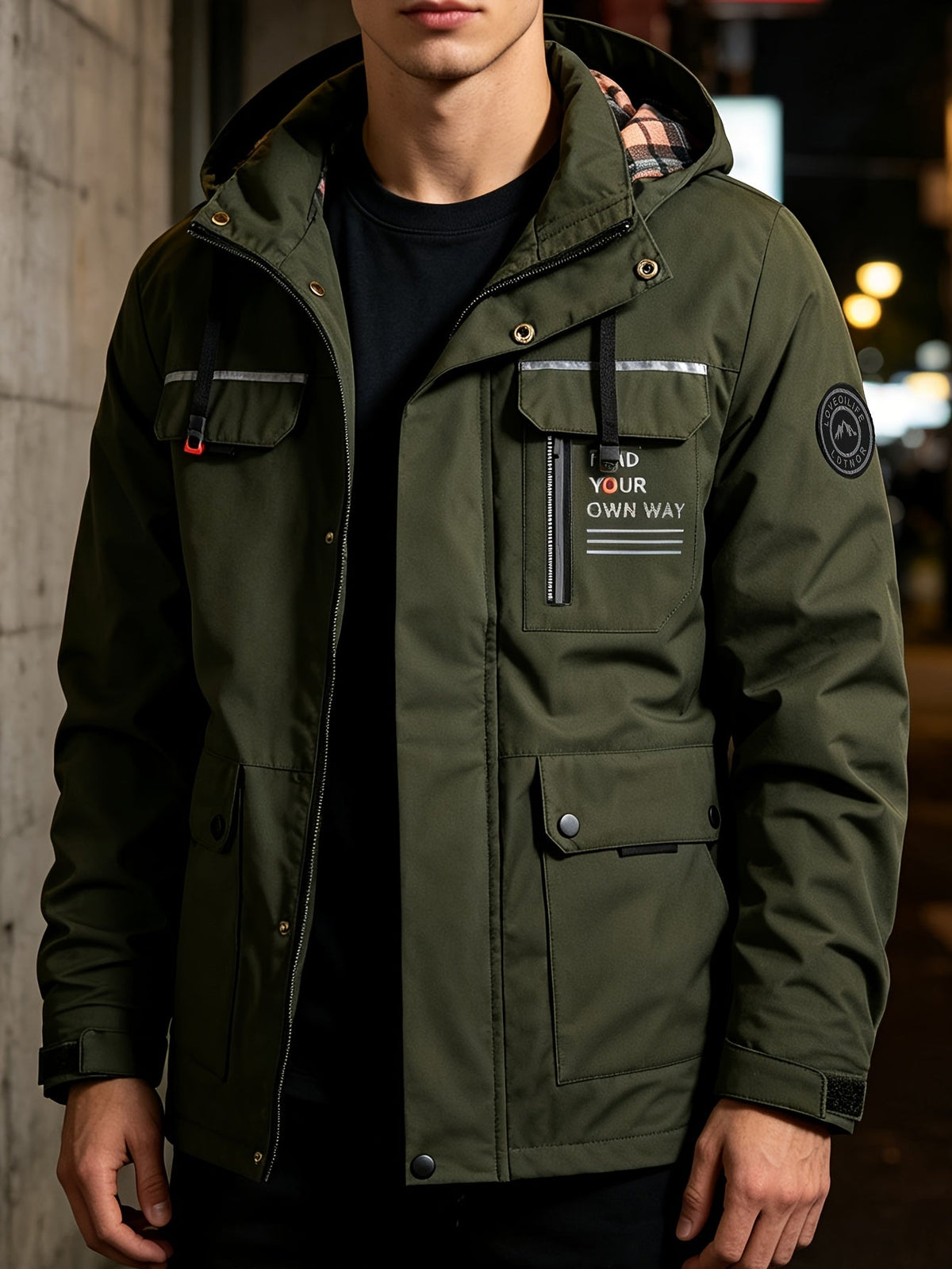 Frank | Men's Hooded Alphabet Zip-Up Jacket