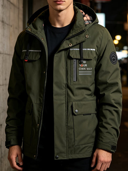 Frank | Men's Hooded Alphabet Zip-Up Jacket