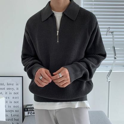 Albie | Men's Textured Zip-Up Jumper for Winter