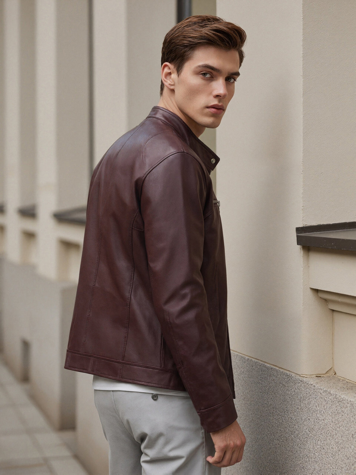 Freddie | Men's Stand Collar PU Leather Jacket