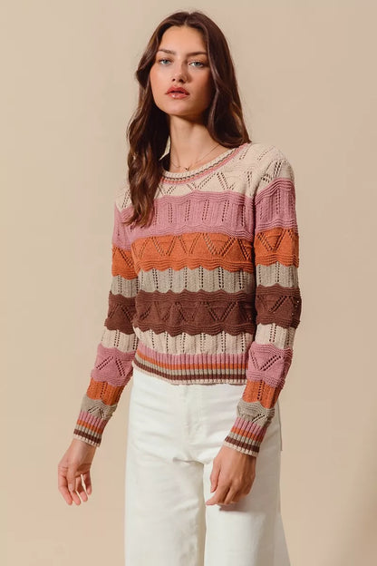 Jamie | Women's Cosy Striped Longline Knit Jumper for Winter
