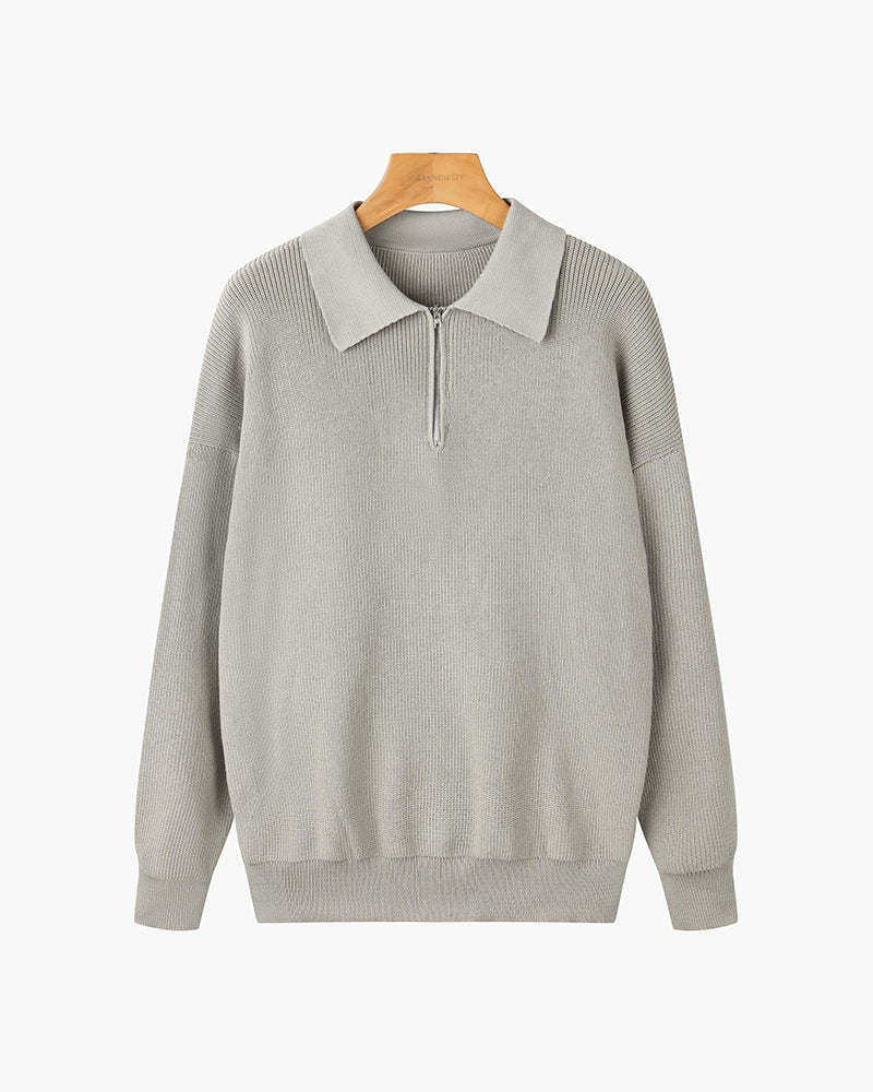 Albie | Men's Textured Zip-Up Jumper for Winter
