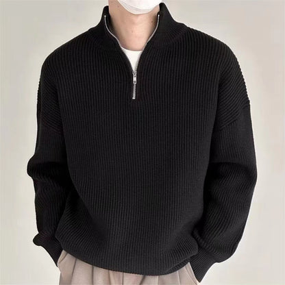 Saul | Men's Ribbed Knit Quarter-Zip Jumper for Winter