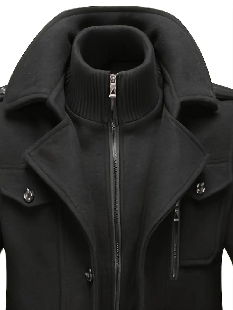 Hugh | Men's Classic Double-Breasted Pea Coat for Winter