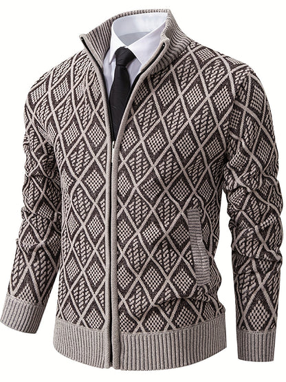 Reuben | Men's Stylish Geometric Knit Cardigan for Winter