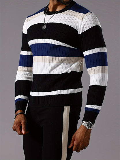 Charlie | Men's Stylish Colourblock Rib-Knit Jumper for Winter