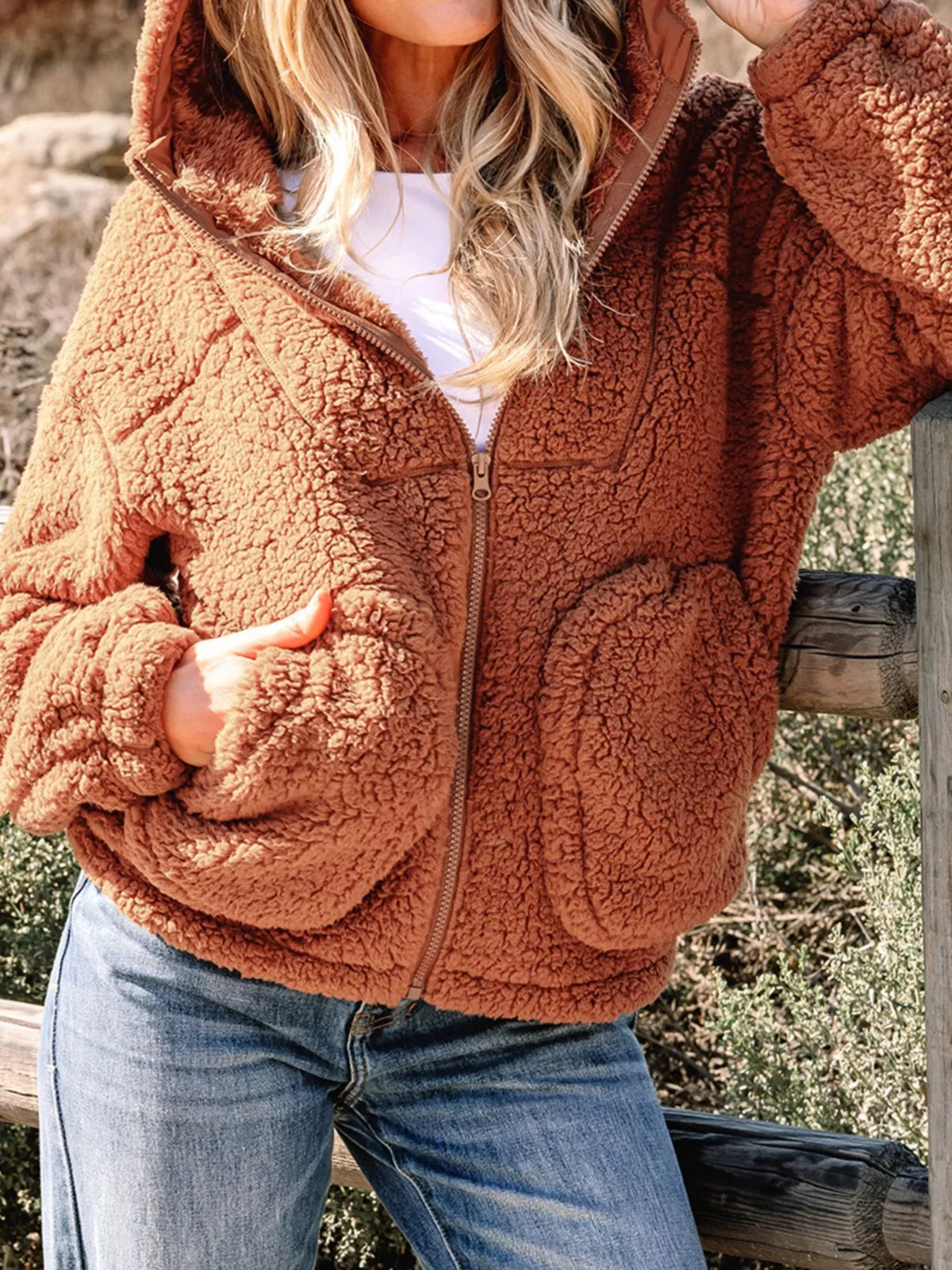 Marjorie | Women's Cosy Relaxed-Fit Teddy Zip-Up Jacket for Winter