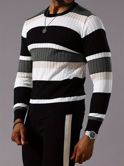 Charlie | Men's Stylish Colourblock Rib-Knit Jumper for Winter