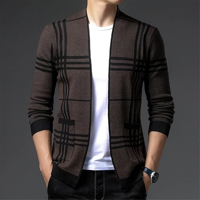 Ross | Men's Stylish Checkered Knit Cardigan for Winter