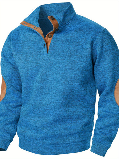 Leo | Men's Stand-Collar Button-Up Knit Sweatshirt