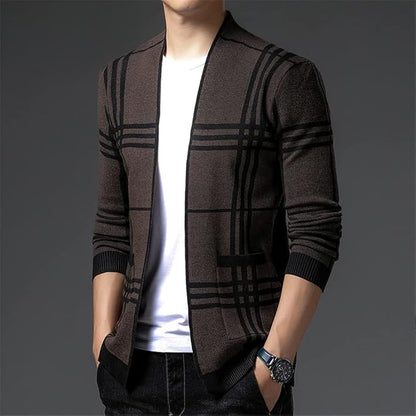 Ross | Men's Stylish Checkered Knit Cardigan for Winter
