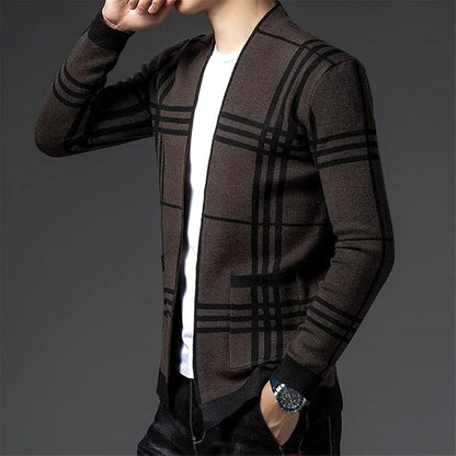 Ross | Men's Stylish Checkered Knit Cardigan for Winter