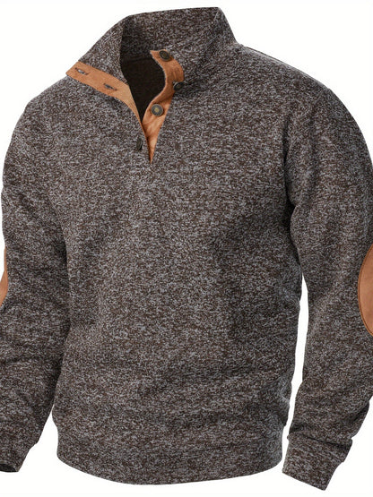 Leo | Men's Stand-Collar Button-Up Knit Sweatshirt