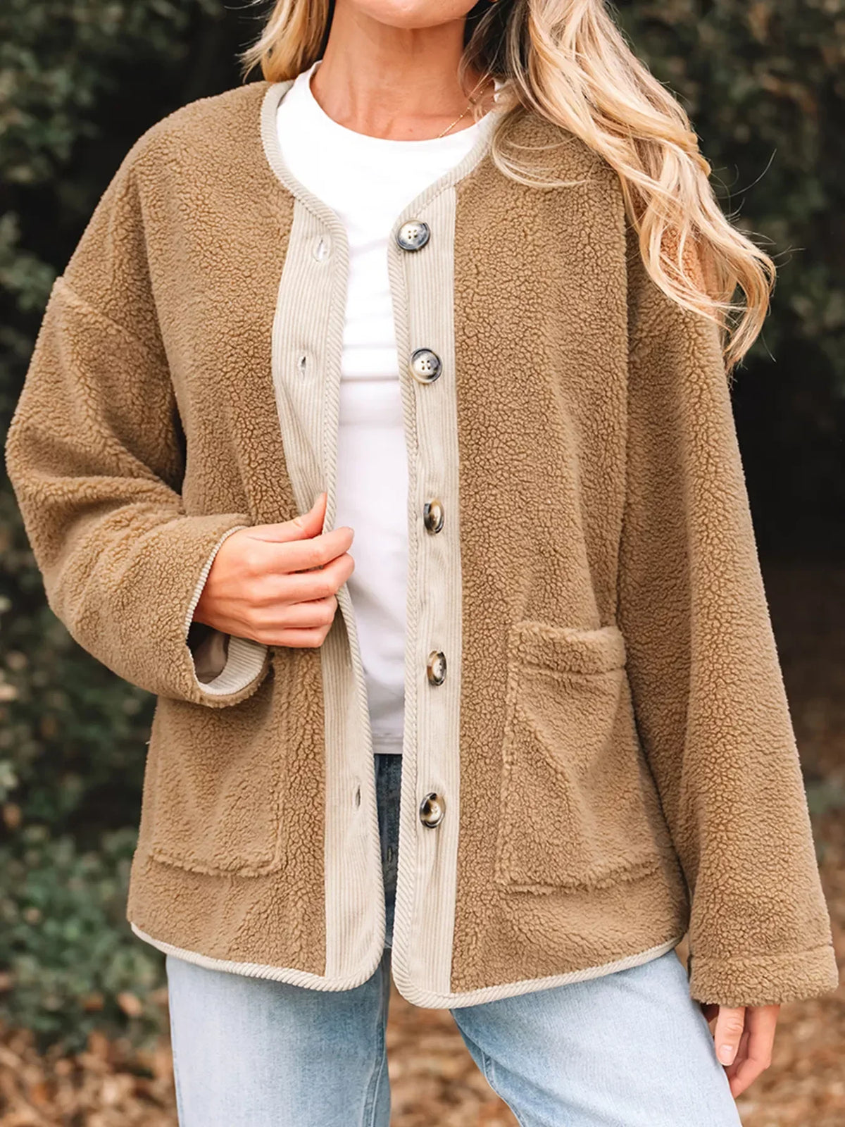 Leanne | Women's Cosy Button-Front Sherpa Teddy Jacket for Winter