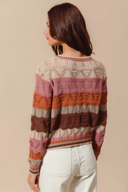 Jamie | Women's Cosy Striped Longline Knit Jumper for Winter