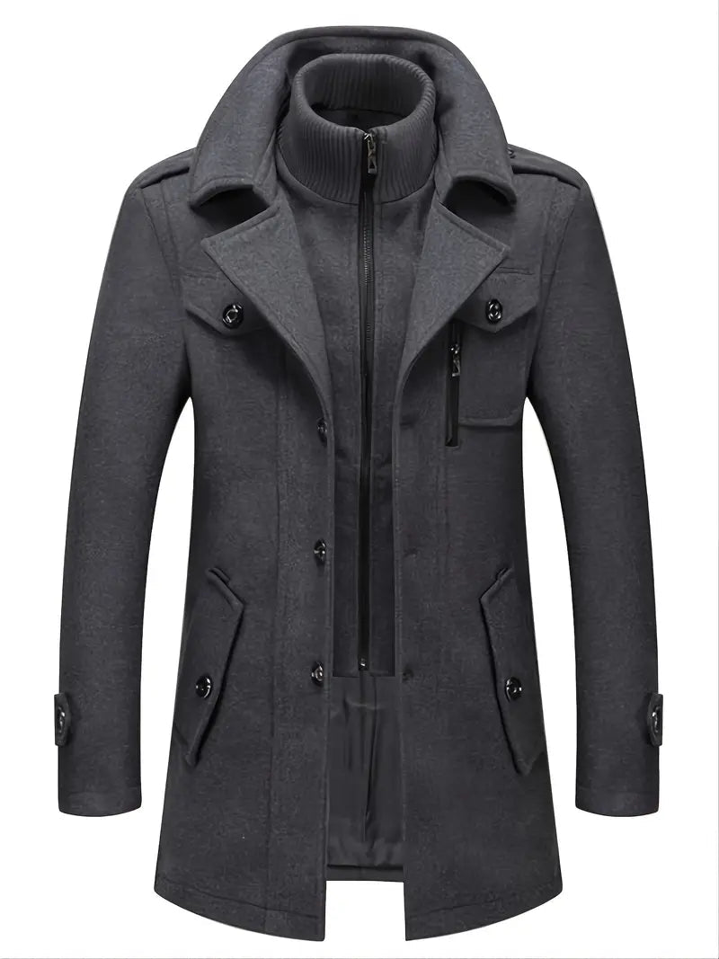 Hugh | Men's Classic Double-Breasted Pea Coat for Winter