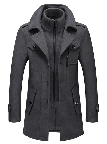 Hugh | Men's Classic Double-Breasted Pea Coat for Winter