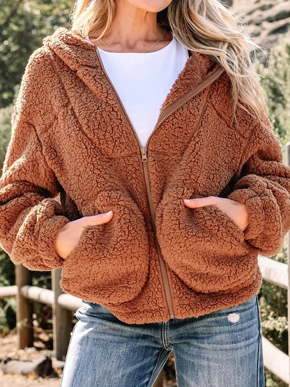 Marjorie | Women's Cosy Relaxed-Fit Teddy Zip-Up Jacket for Winter