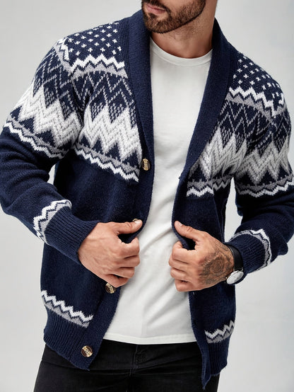 Matthew | Men's Stylish Geometric Pattern Cardigan for Winter