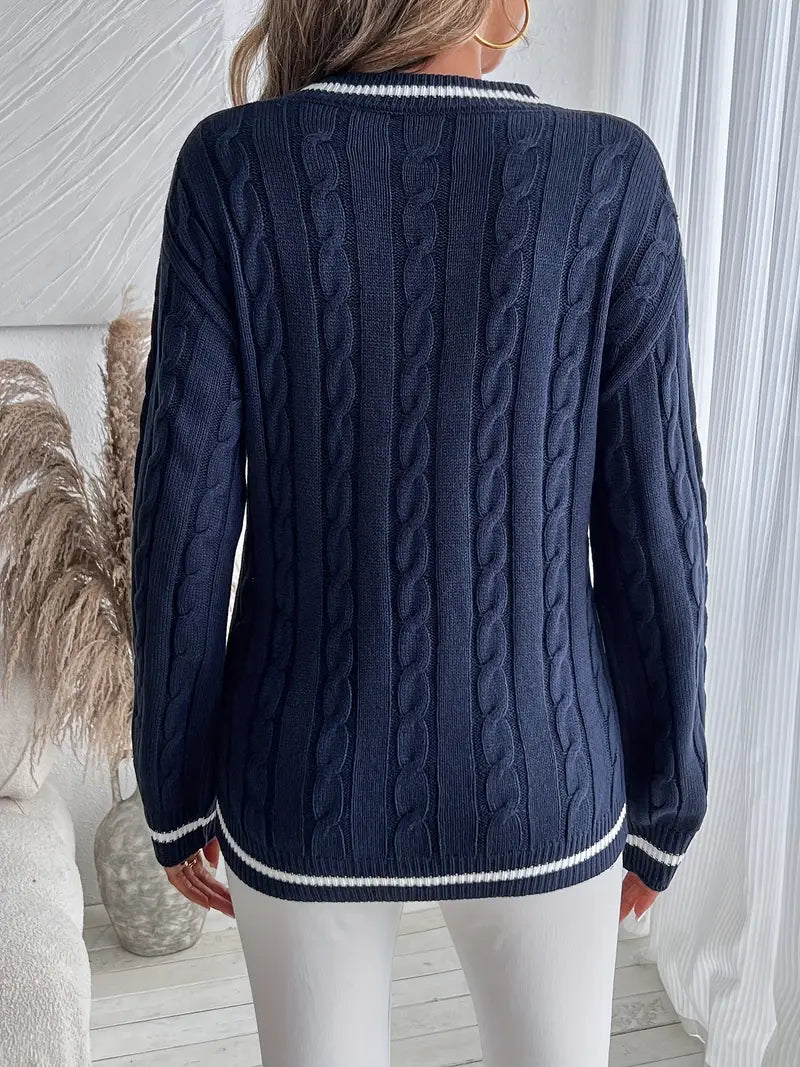 Alison | Women's Cosy V-Neck Cable-Knit Jumper for Winter